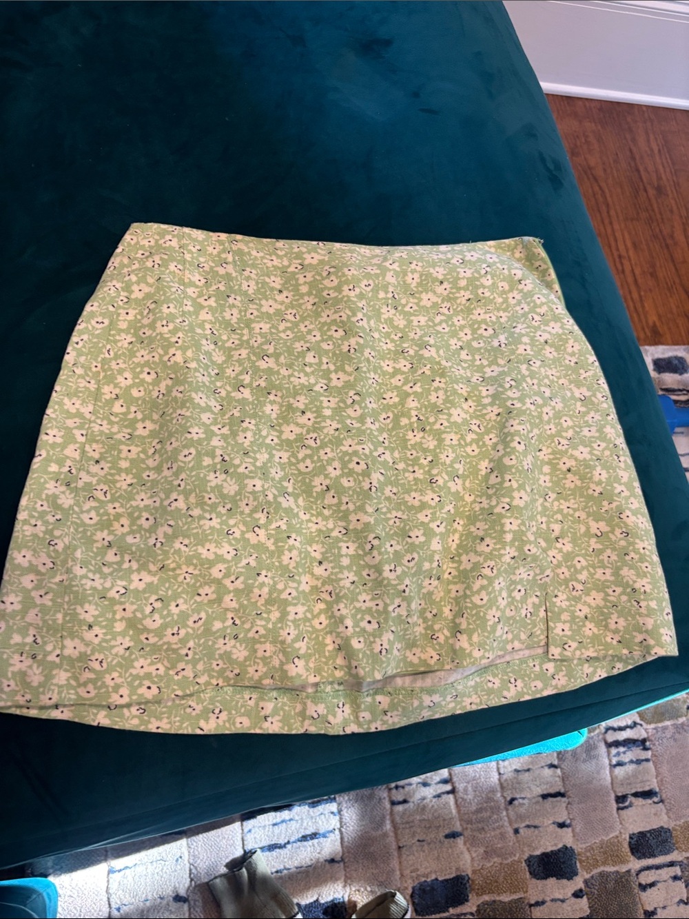 Zara Light Green Floral Mini Skirt
